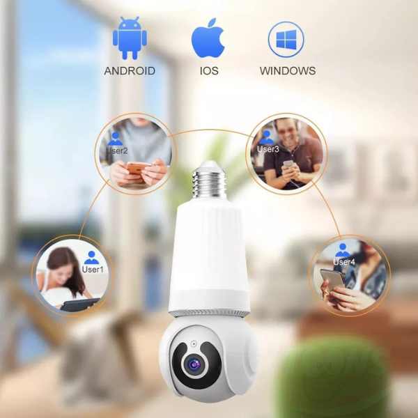 Cámara de Seguridad Tipo Bombillo 8MP Wi-Fi – Visión 360°, Audio y Control
